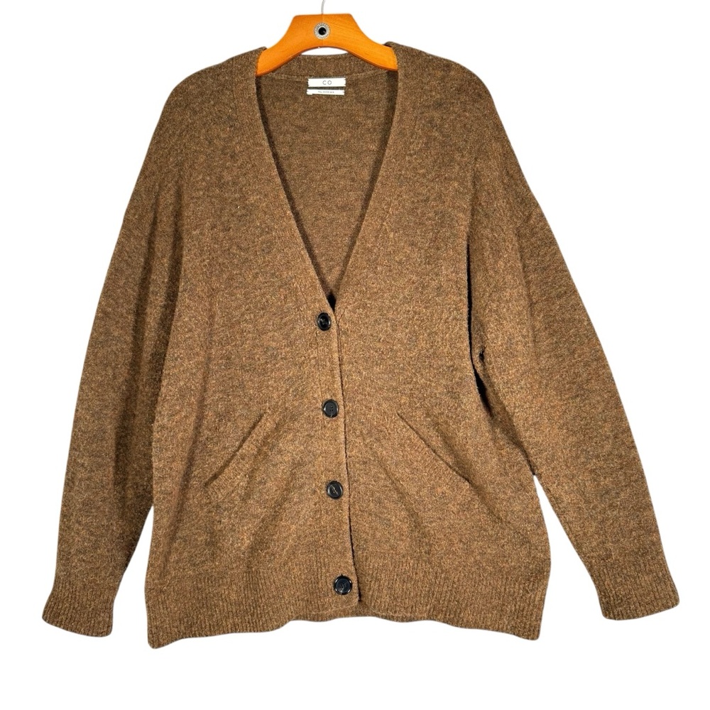 Co Collection Brown Merino Wool Blend Cardigan Sweater Earthy Oversized L